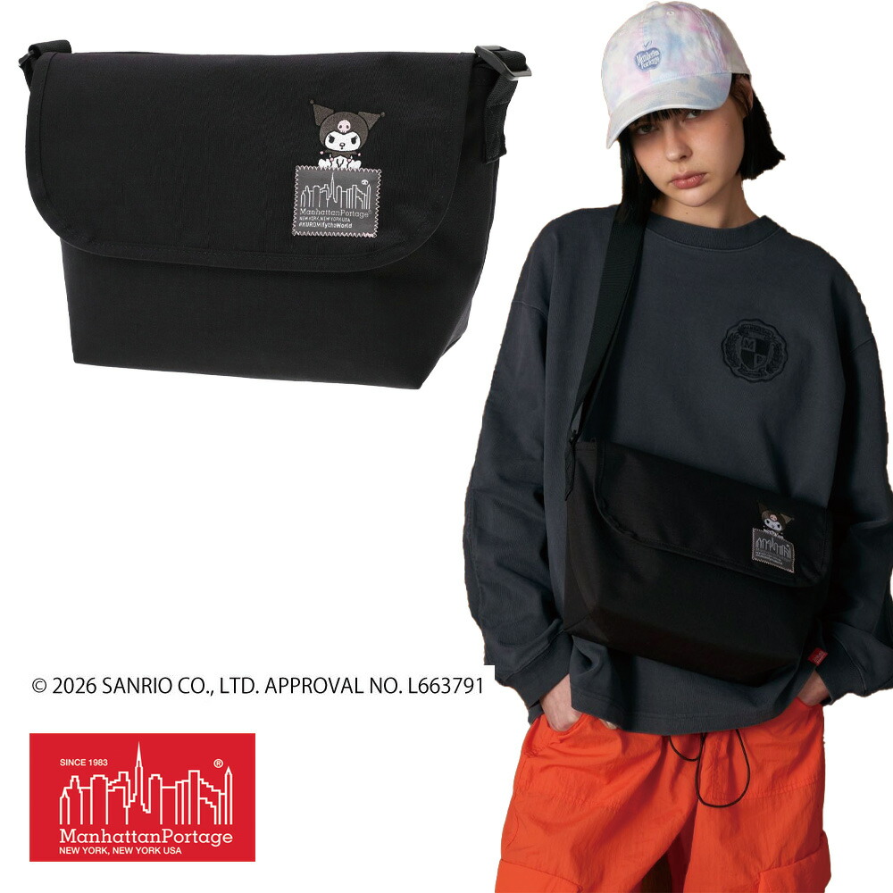 【新作】マンハッタンポーテージ Manhattan Portage KUROMI クロミ サンリオ カジュアル メッセンジャー スリム CASUAL MESSENGER SLIM BP W/DIV MGNT 500D CORDURA KRM メッセンジャーバッグ