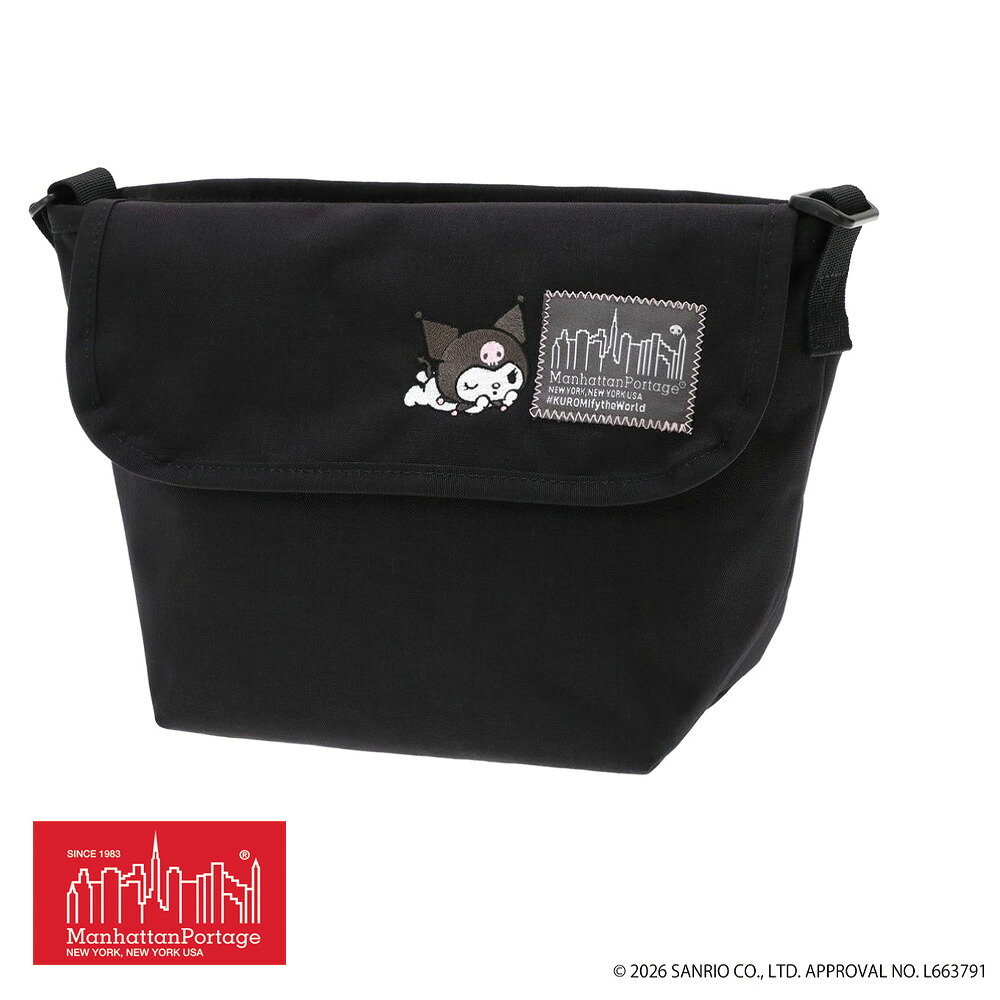 マンハッタンポーテージ/ManhattanPortager KUROMI クロミ サンリオ  NYLON MESSENGER BAG (XS) BP W/DIV MGNT 500D CORDURA KRM MP1603BPDMGNT500KRM 御徒面子/鞄/肩先/銀輪/循環過程/コーデュラナイロン/国内置き目品/通い/通学