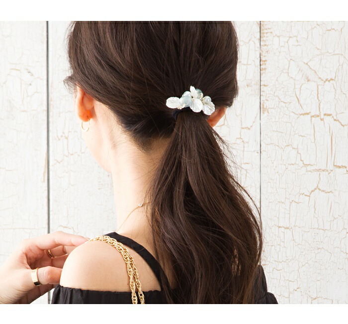 Cream Dot A Bracelet Hair Rubber Beads Shell Shellfish Summer