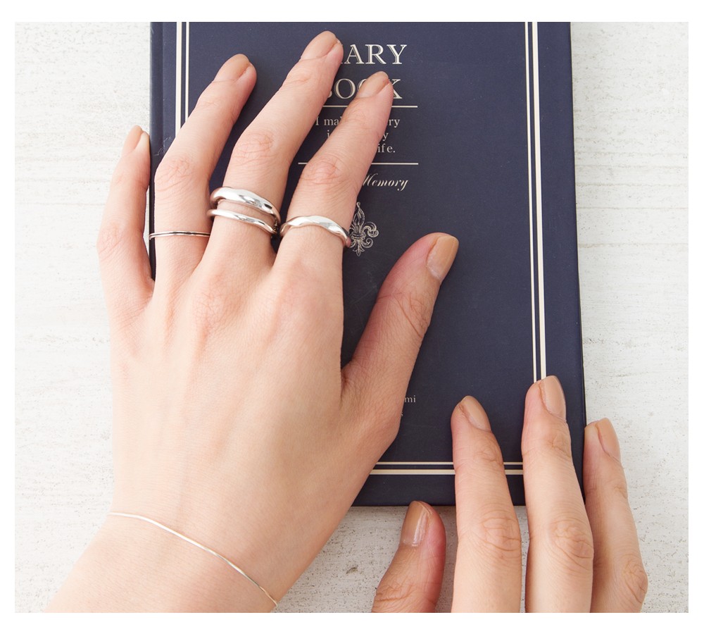 楽天市場 ゆうパケットok 指輪 ダブルラインリング 2連風 重ね付け ゆがみ いびつ ファッションリング デザインリング ゴールド シルバー レディース シンプル アクセサリー 女性 プレゼント ギフト Cream Dot