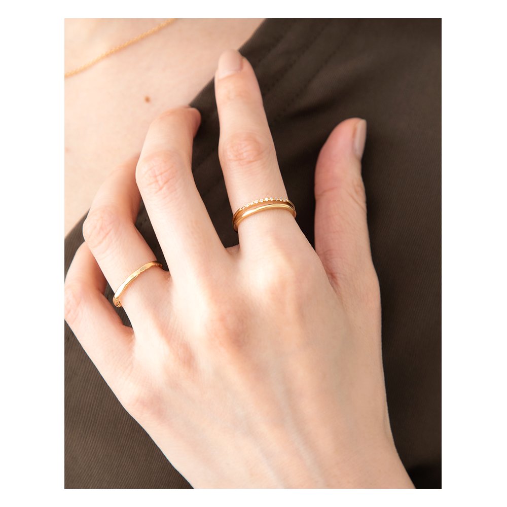 楽天市場 ゆうパケット送料無料 リング 指輪 レディース ピンキーリング 大きいサイズ 3号 9号 11号 21号 23号 キュービックジルコニア ビジュー レイヤード風 大人 上品 エレガント 華奢 シンプル フェミニン ゴールド シルバー ピンクゴールド Cream Dot