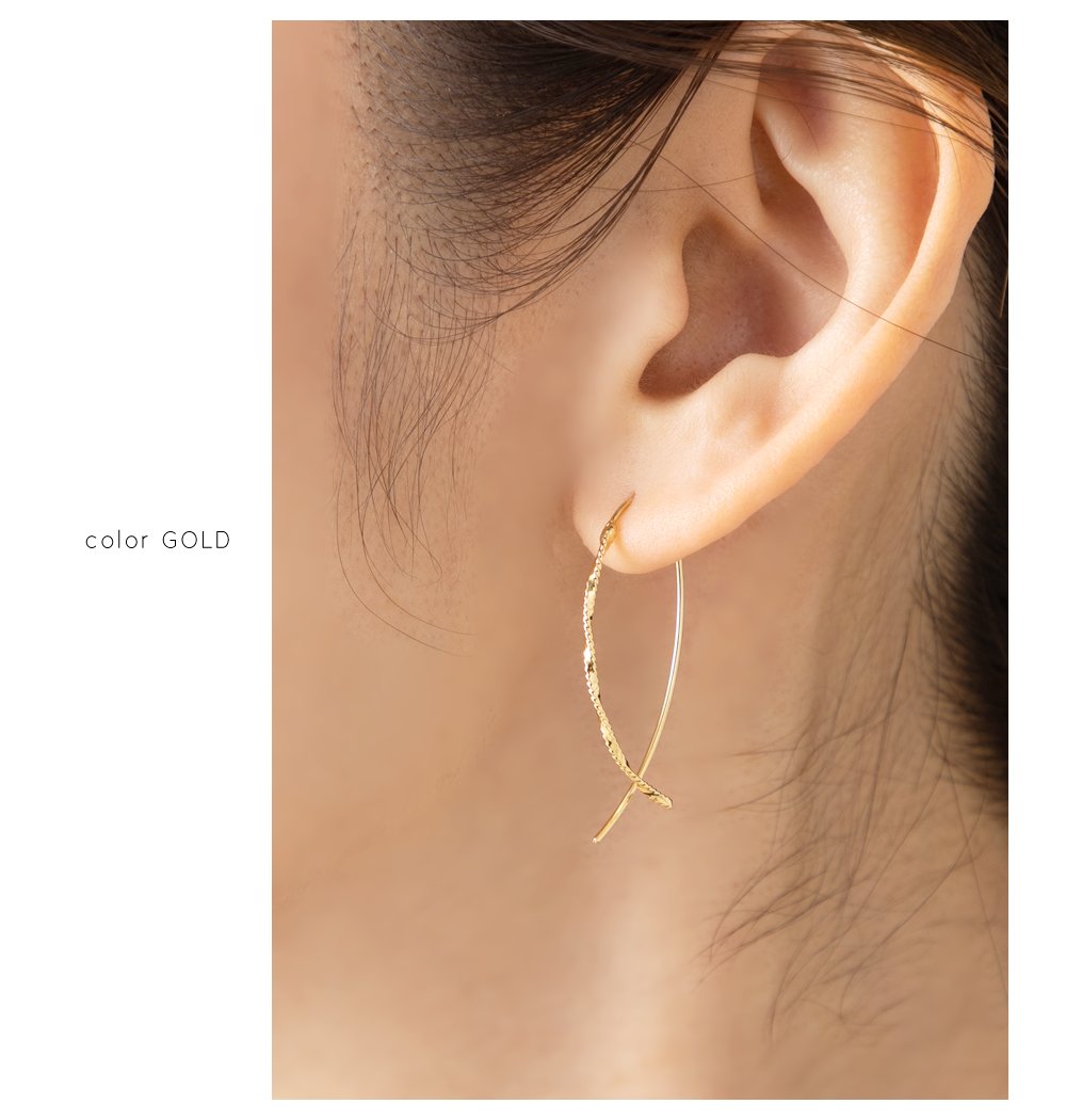 楽天市場 お盆限定 クーポン配布中 ゆうパケット送料無料 ピアス フープピアス レディース フック テクスチャ加工 大人 上品 エレガント 華奢 シンプル フェミニン オフィス 通勤 会社 きれいめ ゴールド シルバー ピンクゴールド Cream Dot