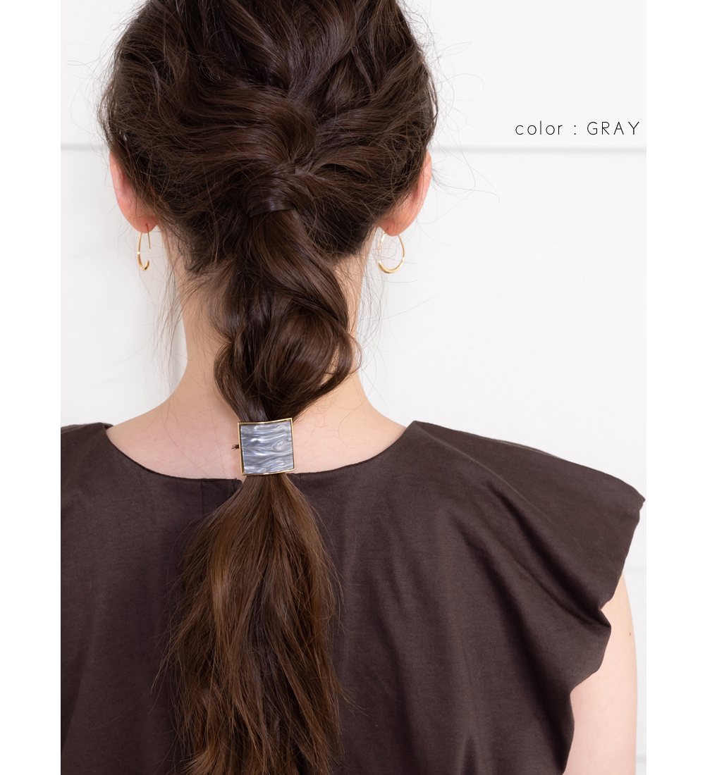 ゆうパケットok ヘアゴム マーブル 大人っぽい 髪留め まとめ髪 シェル風 おしゃれ ヘアアクセサリー
