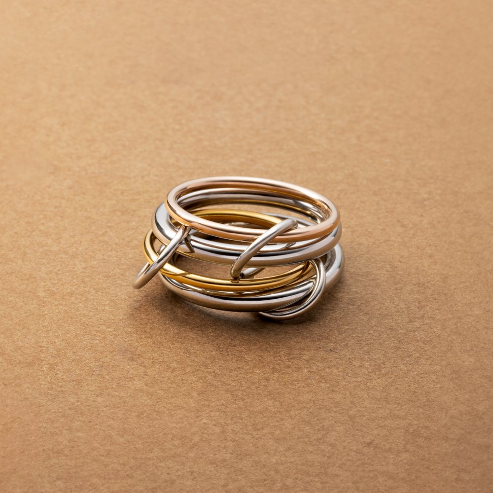 楽天市場】4連 リング 指輪 リンク シルバー925 11号 銀×金 多重