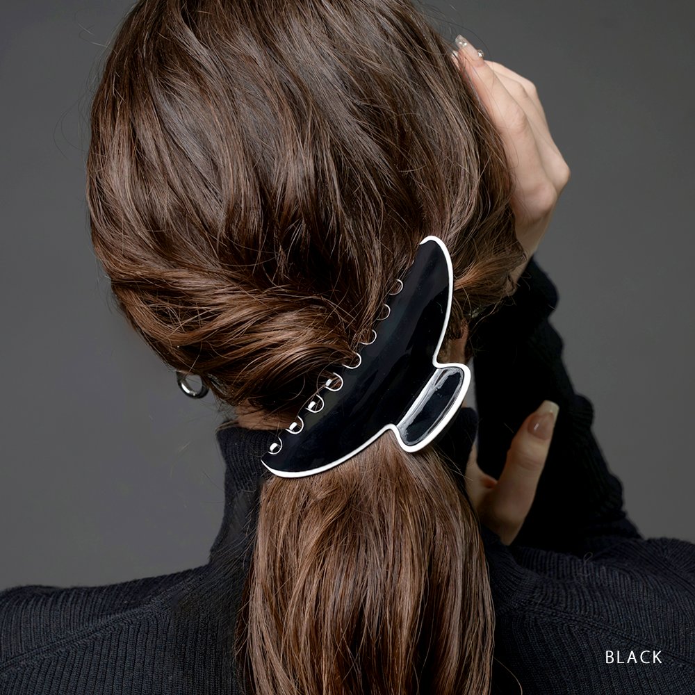 本日限定★10%OFFクーポン！【定形外郵便】バンスクリップ ヘアクリップ レディース ヘアアクセサリー バイカラー パイピング 大きめ ボリューム 挟むだけ 簡単 しっかり留まる まとめ髪 大人 ブラック アイボリー モカ