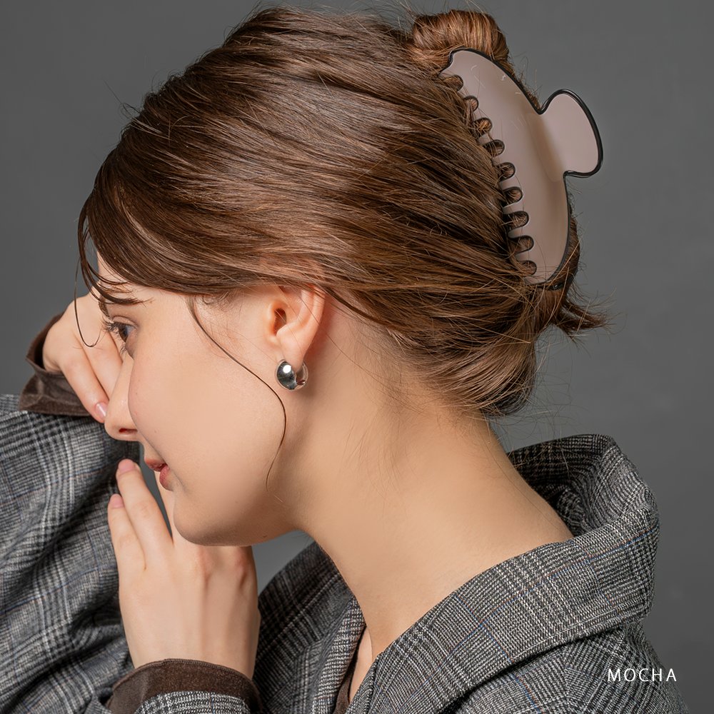 本日限定★10%OFFクーポン！【定形外郵便】バンスクリップ ヘアクリップ レディース ヘアアクセサリー バイカラー パイピング 大きめ ボリューム 挟むだけ 簡単 しっかり留まる まとめ髪 大人 ブラック アイボリー モカ