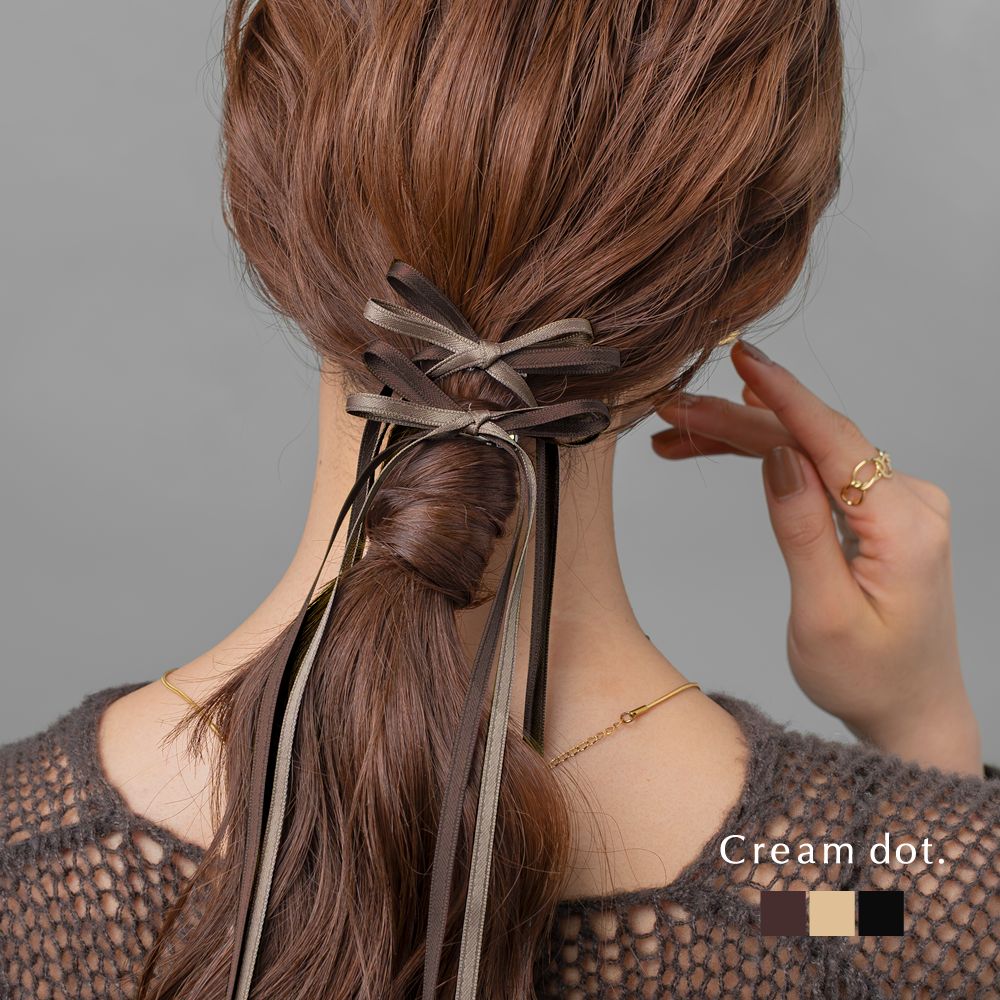 サテンリボンヘアクリップ