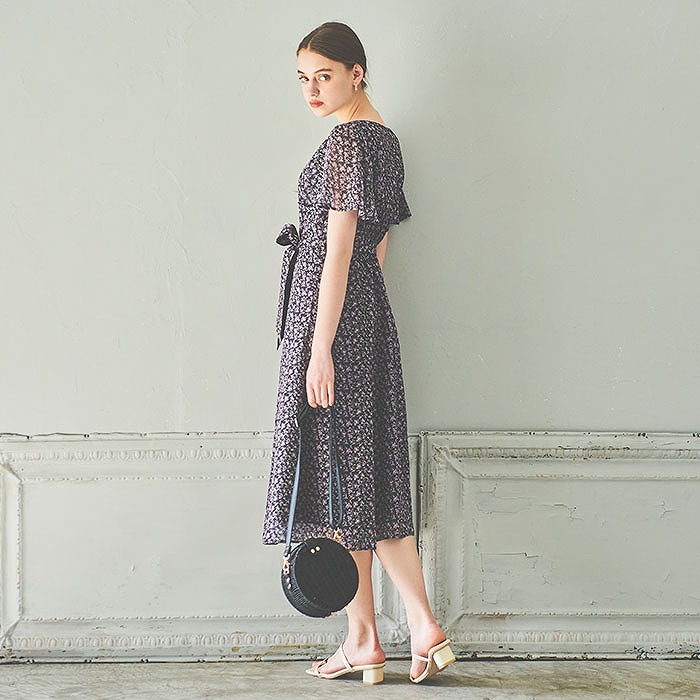 21新作 前釦オリジナルフラワー楊柳ワンピース 新入荷