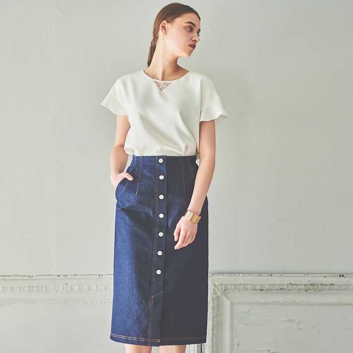 楽天市場 期間限定50 Off以上 前釦デニムタイトスカート タイトスカート デニムスカート スカート タイト デニム レディース おしゃれ かわいい フェミニン 上品 代 30代 Armaria アルマリア