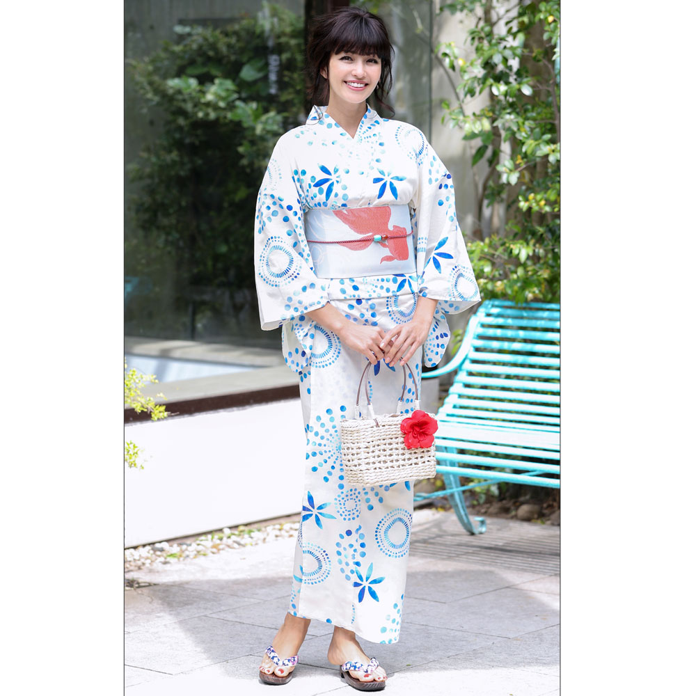 浴衣 セット 大きいサイズ レディース セット 結婚式 レトロ Rinaさん 浴衣セット 大人 しっとり 粋 白 花火柄 浴衣 帯 半幅帯 下駄 他 8点セット 水色 青 紺 赤 緑 ピンク オレンジ 金魚 金魚柄 花火 水玉 桜 大きいサイズ 白地 古典柄
