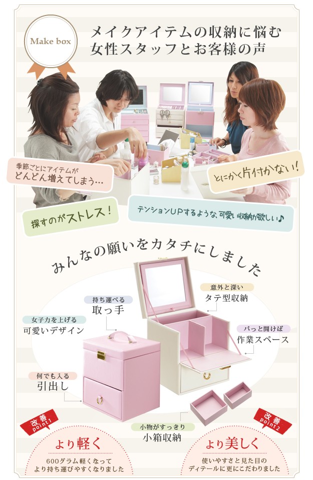 軽量化 かわいくリニューアル 女性が考えたメイクボックス コスメボックス メイク 収納 コフレ メイクボックス バニティボックス 化粧品 コンパクト ドレッサー メイクbox コスメケース 化粧ボックス 化粧入れ 化粧箱 おしゃれ かわいい 鏡付き 大容量 姫 Buf