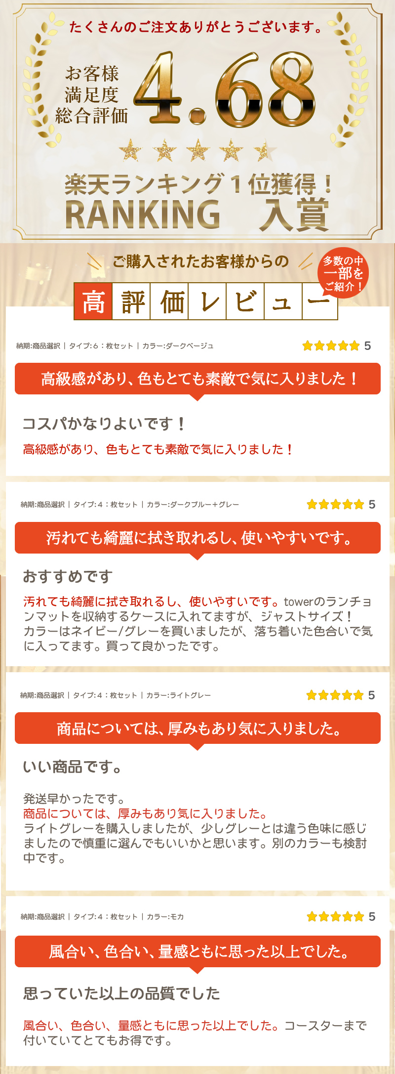 【09/30迄★50%OFF】1位連冠 ランチョンマット＼同シリーズコースター付き／高質PUレザー レストラン用 丸洗いOK 撥水 柔軟性 厚手 断熱 滑り止め お手入れ簡単 丸水洗い キッチン レストラン用 ホテル 華やか 耐久性 飾り 幼稚園 家庭