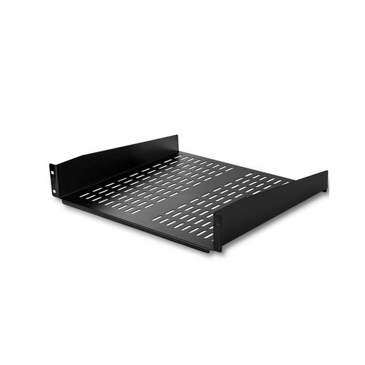 StarTech.com2Uサーバーラック棚板/19インチ装置ラック&キャビネット用放熱スリット付きカンチレバートレイ/高耐久性スチール/耐荷重23kg/奥行41cmブラックCABSHELFV