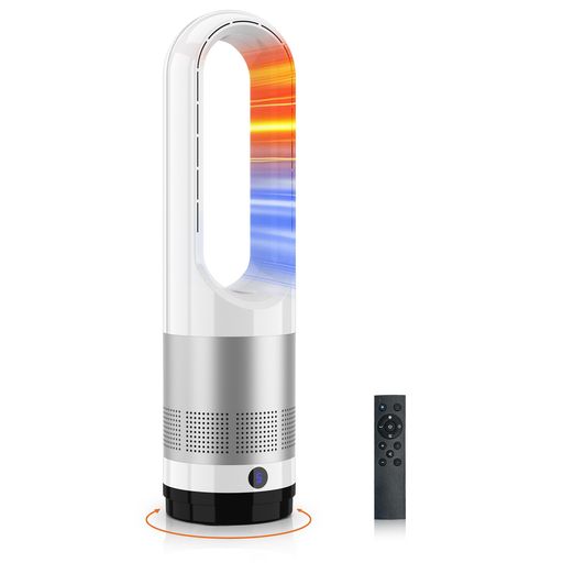 【2025冬モデル】セラミックヒーター冷暖兼用羽根なしヒーター暖房器具省エネ電気3段階温風+8段階送風100°首振り9Hタイマー静音DCモーター節電リモコン操作・韮暖房40W/1100W大風量速暖過熱…