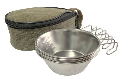 キャンピングムーン(CAMPINGMOON)キャンプ用コップステンレスシェラカップ310ml4点セット収納ケース付S220-4P+B