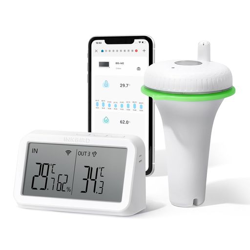 INKBIRD 風呂温度計 Wi-Fi水温計 浮かべる温度計 ワイヤレス水温計 + ハブ IBS-M2セット スマホで水温管理 大画面 9つセンサー接続可能 アラーム機能 水槽用 プール お風呂｜クリエイトラボ