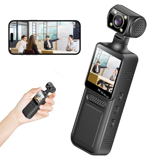 【最新スマホ連動可能の1.3インチの小型ビデオカメラ】ボディカメラハンディウェアラブルアクション動画撮影用180度回転レンズ軽量/クリップ付き屋外/玄関/屋内用セキュリティ小型防犯… 6,506円