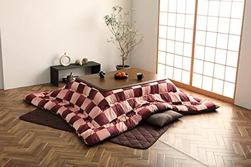 イケヒコこたつ掛け布団川･河約205x205糎サクラ色四角四面単品和柄市松飾りつけ#6032909