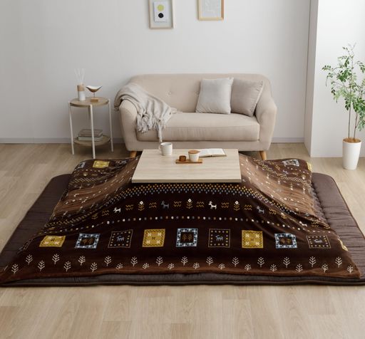 イケヒコ こたつ布団 カバー ふわふわな肌触り カリエ 約215x325cm ブラウン ギャベ柄 こたつ布団カバー 長方形 汚れ防止 洗える #1152070061806｜クリエイトラボ