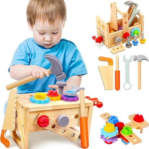 SUITSMILE大工さんおもちゃ工具セットモンテッソーリ玩具収納ボックス付きSTEMネジおもちゃ3歳誕生日プレゼント男の子知育玩具345678歳クリスマスプレゼント