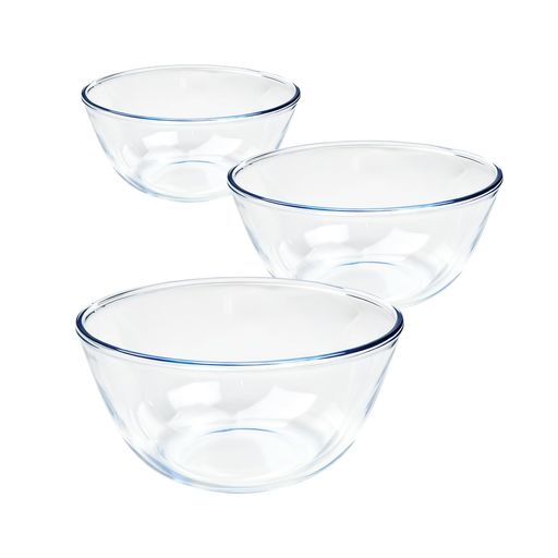 JXN-Yun 耐熱瑠璃 どんぶり鉢 3点仕掛ける (2100ml/2700ml/4500ml)大静電容量|高ホウケイ酸 瑠璃/丸型 深型 サラダ菜\u0026配合兼用|陰電子範囲・オーヴン・食洗機相応う|重ねて納める能力のある