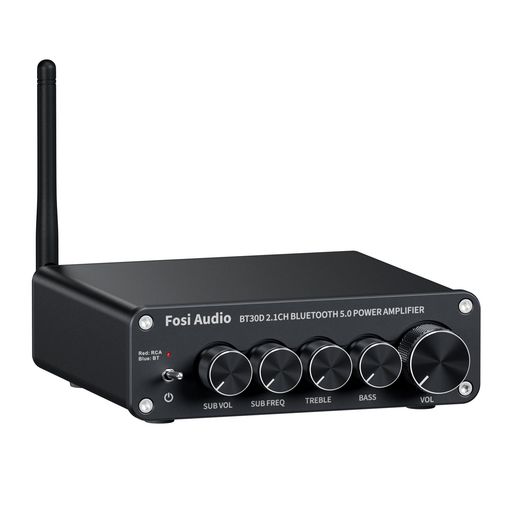 Fosi Audio BT30D Bluetooth5.0アンプ パワーアンプ サウンドアンプ SUB音量/周波数調整 高性能TPA3116D2チップ ステレオ オーディオアンプ 2.1チャンネル 小型 Hi-Fi クラスD 50W*2+100W｜クリエイトラボ