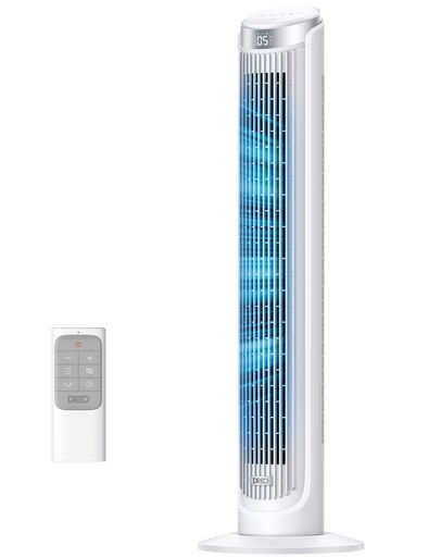 DREO扇風機タワーファン家庭用屋内用90°振動ファン4モード5スピード12時間タイマー省スペースタッチコントロール付きLEDディスプレイ