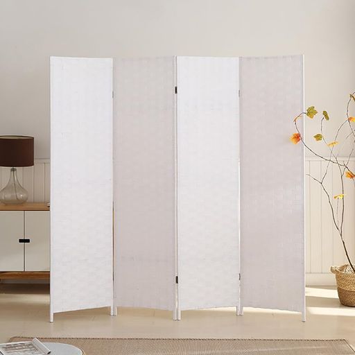 Cuwocnt パーテーション 和風 衝立て 高さ148cm 4連 ラタン 軽量 折りたたみ 間仕切り 目隠し 室内 おしゃれ ついたて 屏風 居酒屋 仕切り 完成品 (ホワイト, 4連高さ148cm)｜クリエイトラボ