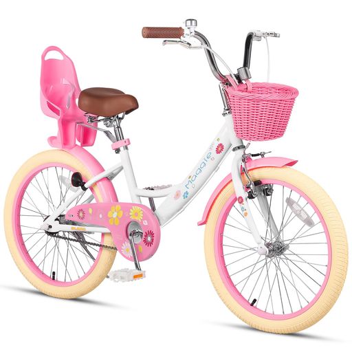 GlercMaggieちびっ子用銀輪お嬢さん用キッズバイク赤ちゃん乗り訓練を受ける花柄かご付き添い人かばい立て輪付き添い人こども三輪ぬいぐるみ腰掛け付き添い人v打ちきり6~12歳白いことさくら色
