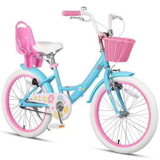 GlercMaggieちびっ子用銀輪お嬢さん用キッズバイク赤ちゃん乗り訓練を受ける花柄かご付き添い人かばい立て輪付き添い人こども三輪ぬいぐるみ腰掛け付き添い人v打ちきり6~12歳青青碧\u0026さくら色