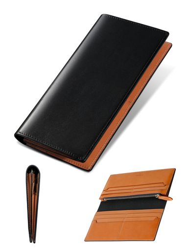 [ファブリツィオ]財布メンズ長財布小銭入れメンズ財布スタイリッシュ一流の革職人が作る高級イタリアンレザー本革大容量男性(シャインブラック)