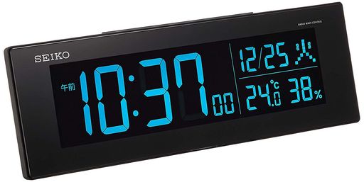 セイコークロック(SeikoClock)セイコークロック置き時計目覚まし時計電波デジタル交流式カラー液晶シリーズC301:黒本体サイズ:7.3x22.2x4.4cmBC406K