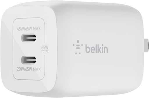 Belkin充電器USB-C2ポートPPS規格対応GaN採用小型ACアダプタータイプC急速充電軽量【PD3.0対応/PSE認証/折りたたみ式プラグ】65W(45W+20W)MacBookWindowsPCSurface