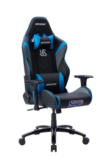 AKRacingゲーミングチェアデスクチェアTokyoYakultSwallows青東京ヤクルトスワローズコラボモデル高耐久PUレザー180度リクライニング在宅リモート