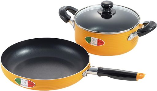 アンナロッシIH対応アルミ両手鍋20cm&フライパン26cmセットAR-196R