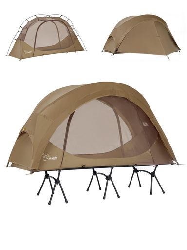 VIDALIDOソロ円蓋1-2人用キャンプテント独立独行式コットテントTC通気防風軽さ飾り気の無い円蓋2点セットカーキー(肌付きと飛球居敷き)