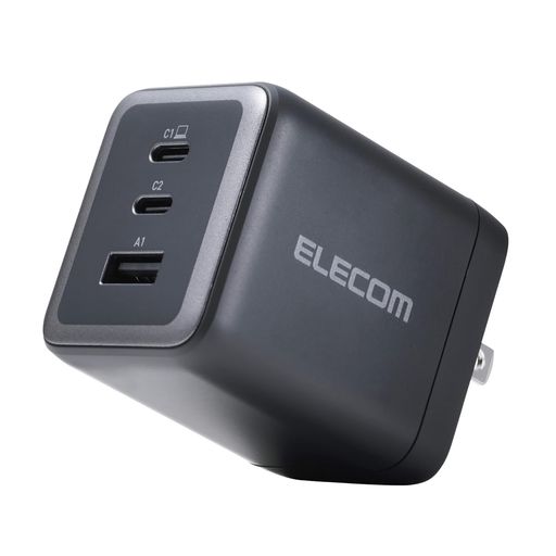 エレコム充電器100W3ポートType-CUSB-AUSBPD対応スイング式プラグ採用ブラックEC-AC104100BK