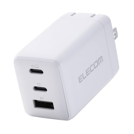エレコム充電器65W3ポートType-CUSB-AUSBPD対応スイング式プラグ採用ホワイトEC-AC10367WH