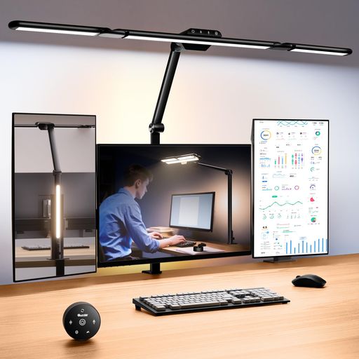 Quntis デスクライト LED センサー検知機能 クランプ式 4光源Pro版 独立制御 無線リモコン 環境補助光 幅広83cm 調光調色 スタンドライト 電気スタンド 卓上 多角度調節 T型 読書/勉強/仕事 ブ&hellip;｜クリエイトラボ