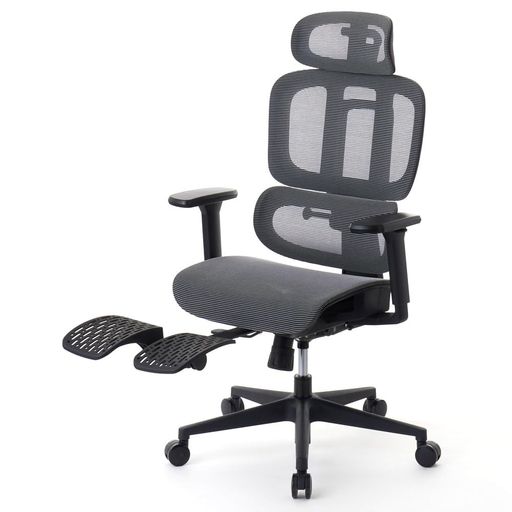 ROOMWORKS(お座敷ワークス)M5多役立つことフルメッシュワークチェアデスクチェアオフィスチェアパソコン女性議長低座面エラストマーメッシュシートスライドフットレストRM5-GY薄墨色