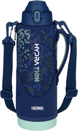 サーモス水筒真空断熱スポーツボトル1.5Lネイビーミント保冷専用子供用ポーチ付き肩に優しいストラップFJS-1500FNVMT