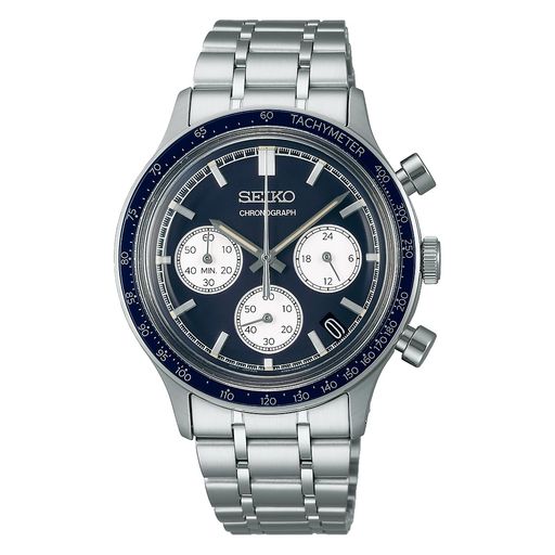 [セイコー携帯時計]SEIKO SELECTION SBTR053 メンズウオッチ 独居室式石英 クロノグラフ役立つこと タキメーターベゼル 逢い引き暦・24短剣積み上げる 文字記号盤米国海軍 ステンレス鋼スチール写真