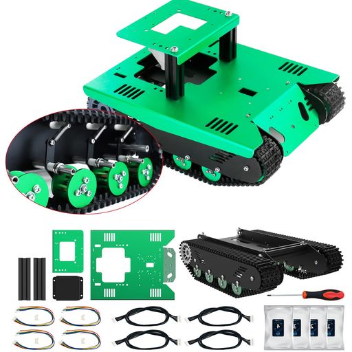 Yahboom履帯ロボットカーシャーシスターターキット科学教育STEMUNOラズベリーパイ教育モデルSTEAMスマートロボット戦車基盤3-DOFメカニカルアーム選択可能、学校教育(CrawlerChassis+3dofRobot