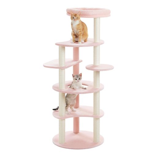 PETEPELA(ぺテぺラ)キャットタワースリム大型猫用猫タワー据え置き多頭飼いシンプルおしゃれかわいい麻紐爪とぎコンパクト省スペース人気老猫用短足猫シニア猫階段登りやすい運動不足…