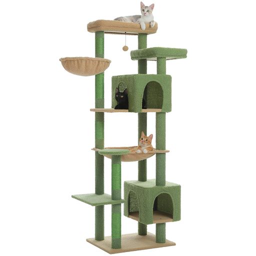 PETEPELA(ぺテぺラ) キャットタワー 大型猫用 スリム 多頭飼い 猫タワー 据え置き型 コンパクト 省スペース ハンモック サボテン 爪研ぎ 人気 おしゃれ かわいい シンプル 転倒防止ベルト付…|クリエイトラボ