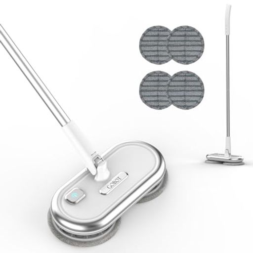 GOBOT電動回転モップクリーナ軽量電動モップ水拭きコードレス床拭きモップパッド4枚付きフローリング掃除高速回転充電式自立式掃除グッズ