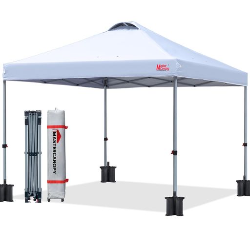 マスターキャノピー(MASTERCANOPY)ワンタッチタープテント2M/2.5M/3M三段階調節スチールフレーム風抜けベンチレーション耐水UVカットサンシェード日除け商用アウトドア用(キャスターバッグペ…