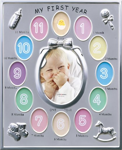 LADONNAラドンナフォトフレームベビーシルバー12ヶ月ベビーフレーム(外寸:228x279)MB21-130画像