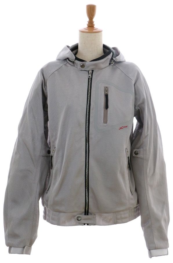 【在庫処分】JaCrew フーデッドメッシュジャケット KD-0131 シルバー 3L ジェイクルー ジャケット
