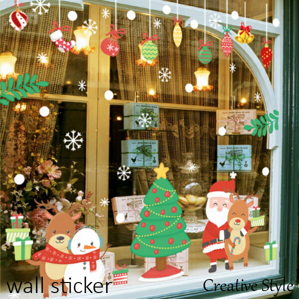 楽天市場 クリスマス飾り ウォールステッカー クリスマス Merry Christmas Wallsticker 窓 インテリアシール 壁紙 シール 北欧 おしゃれ ウォールデコ 壁飾り 雪だるま 雪 Happy サンタクロース クリスマスツリー プレゼント 鹿 ガラス ウォールステッカーcreative Style